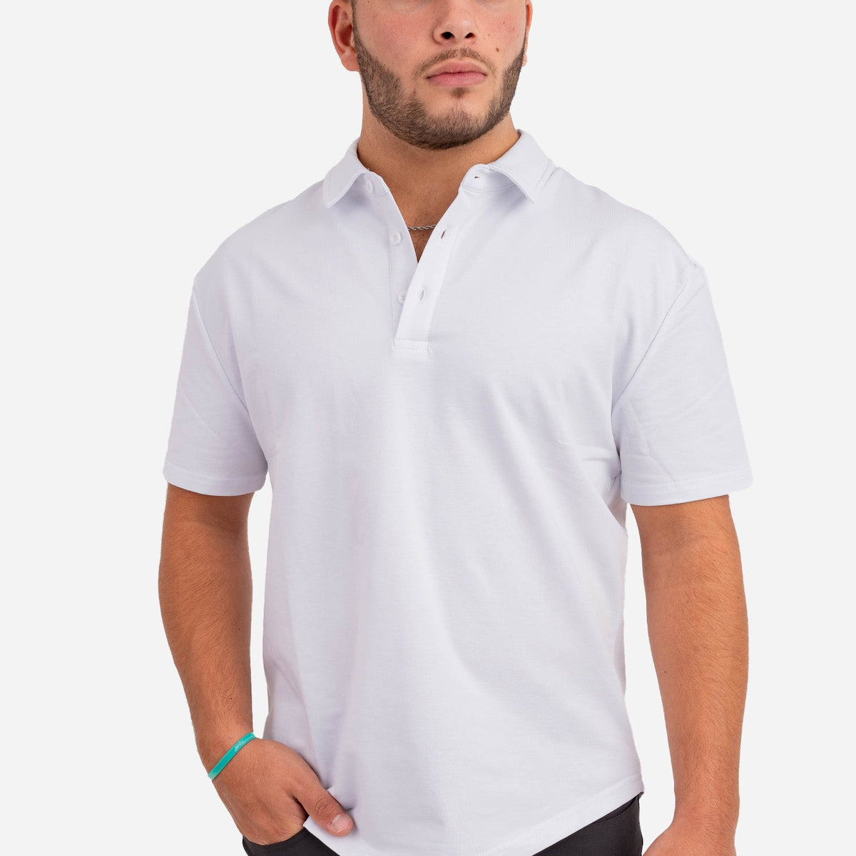 white shirt under polo