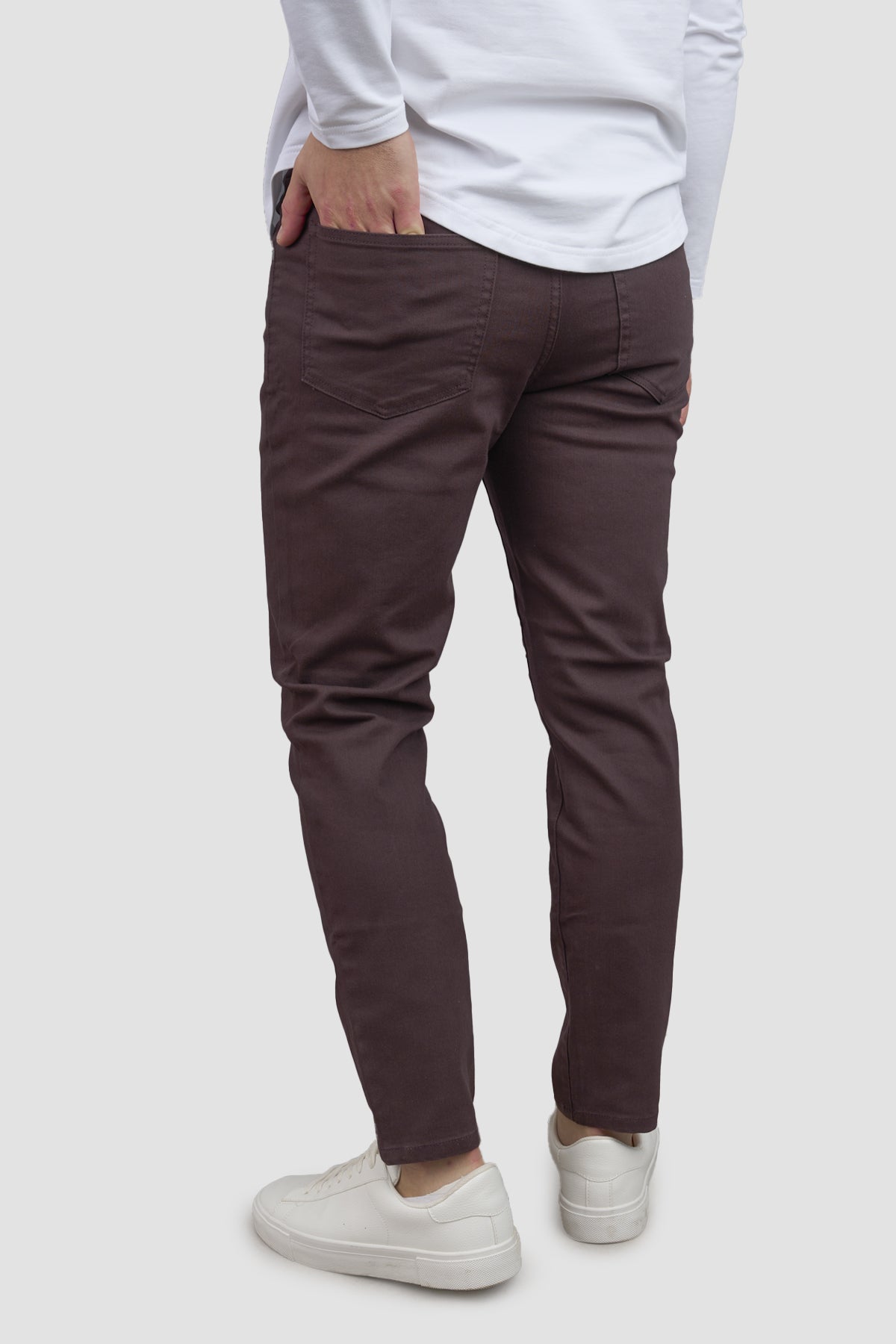 Garment Dyed Stretch Jeans Mocha