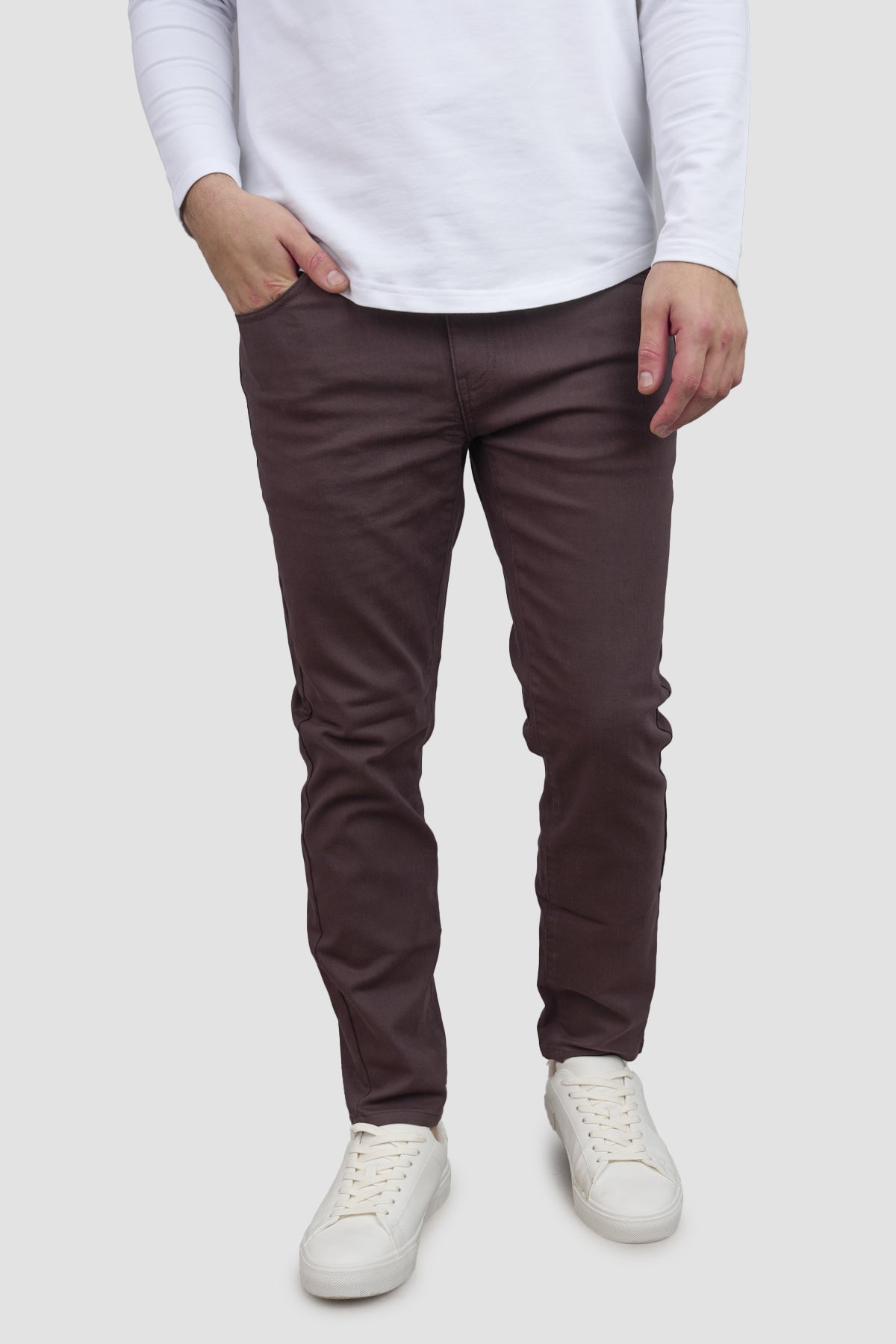 Garment Dyed Stretch Jeans Mocha