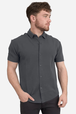 Flex Short Sleeve Button Down Charcoal Under 510