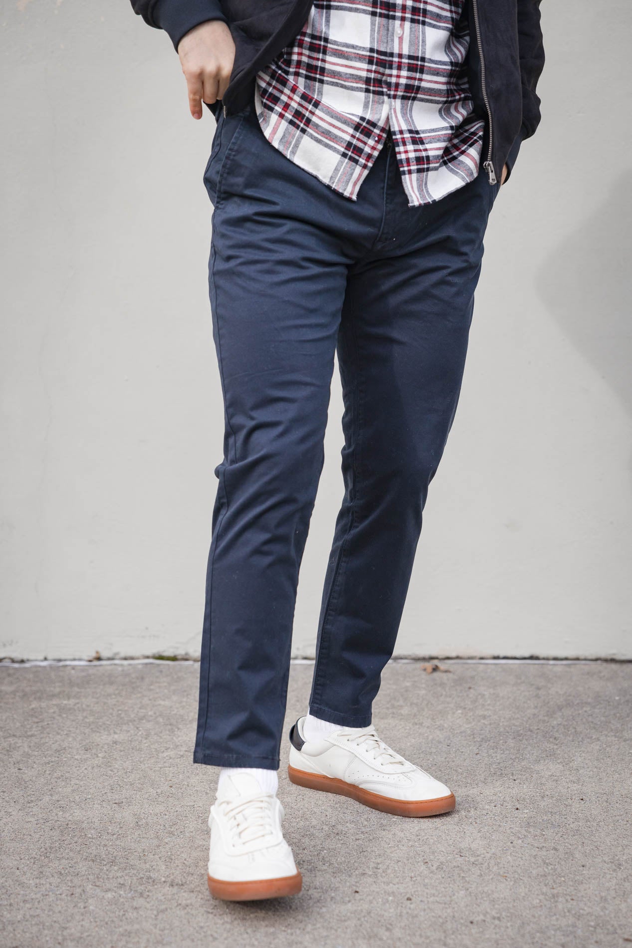 Navy fashion chino pants mens