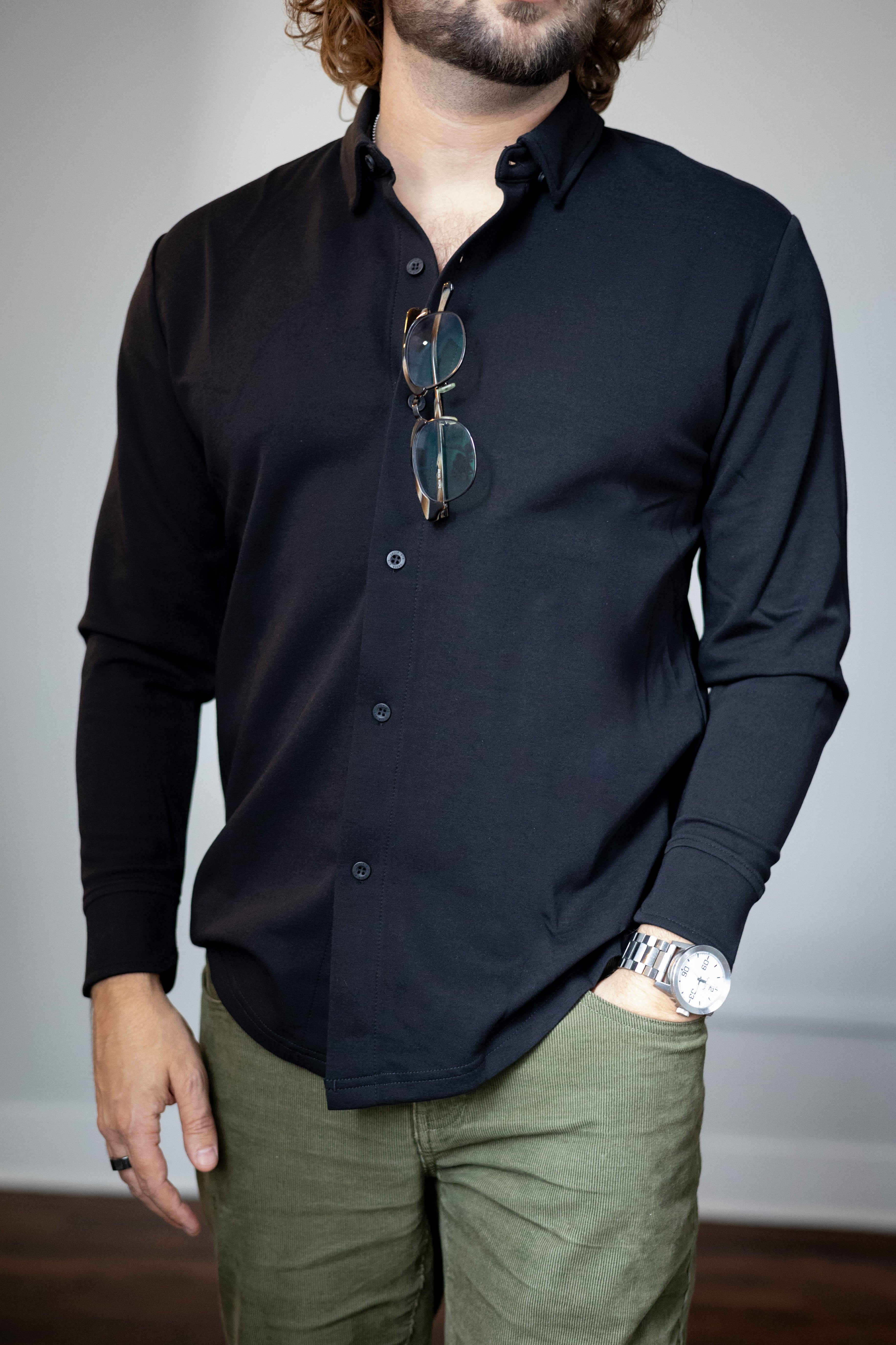 Flex Button Down Shirt Black