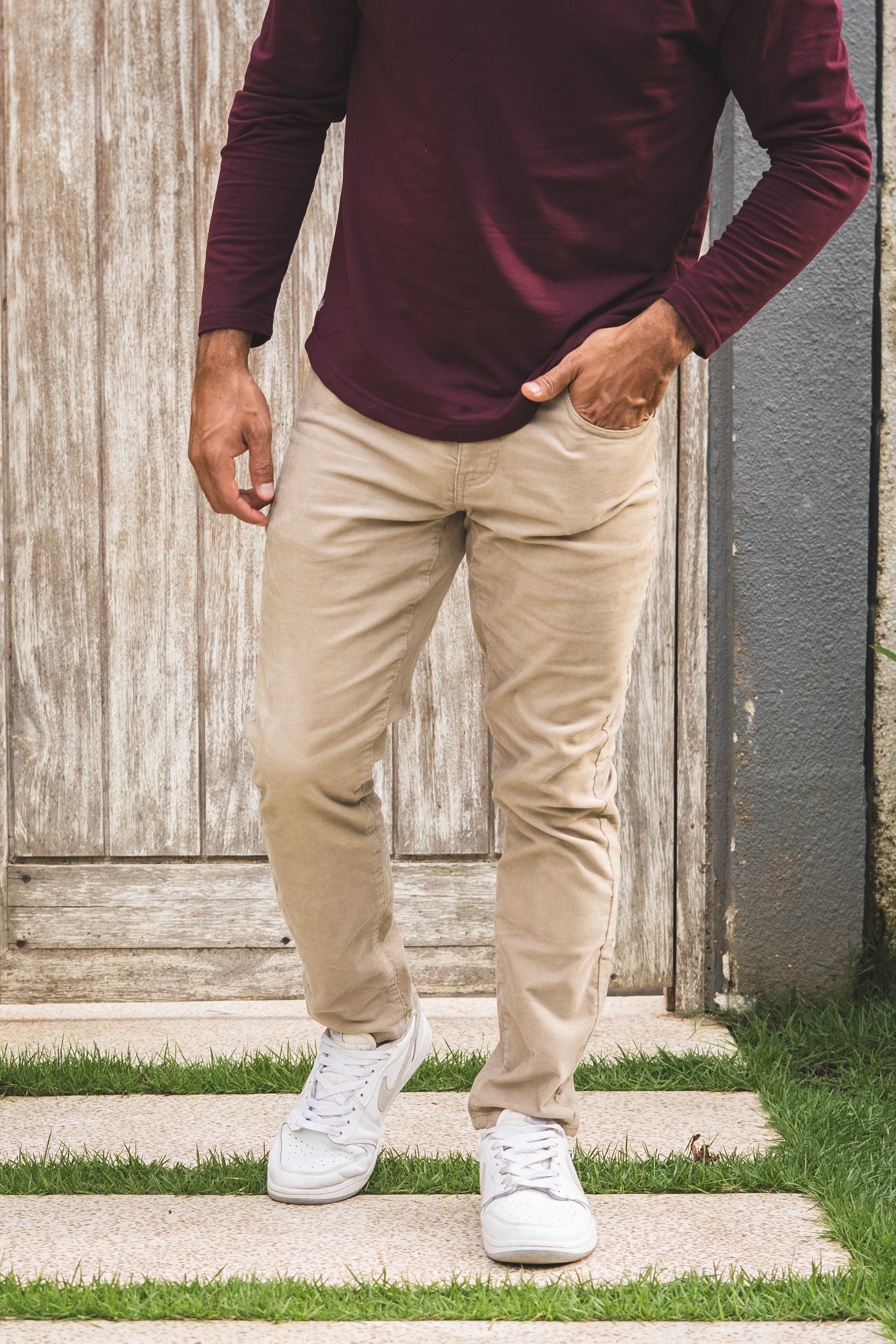 Stretch Cord 5 Pocket Pants Beige