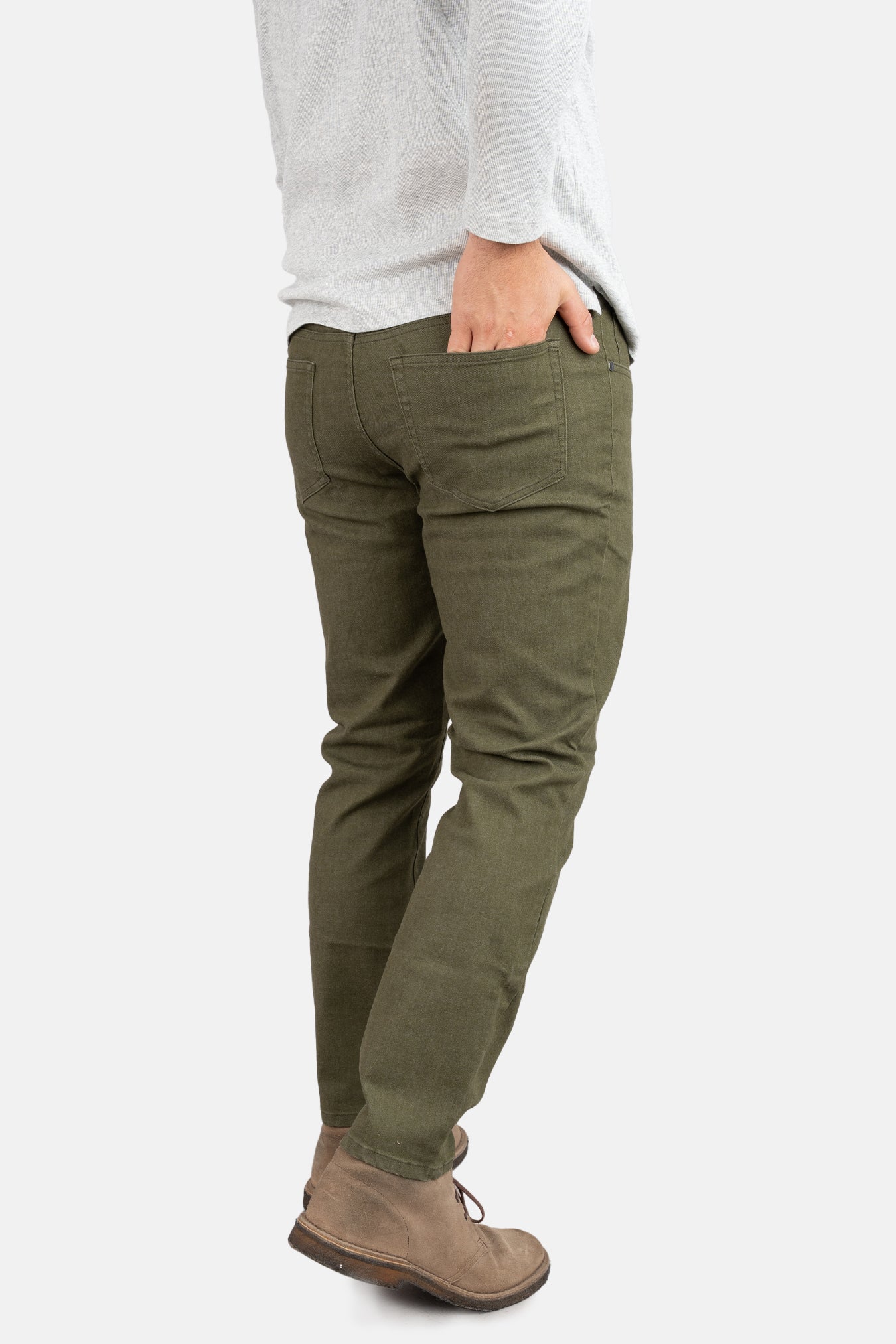 Garment Dyed Stretch Jeans Olive