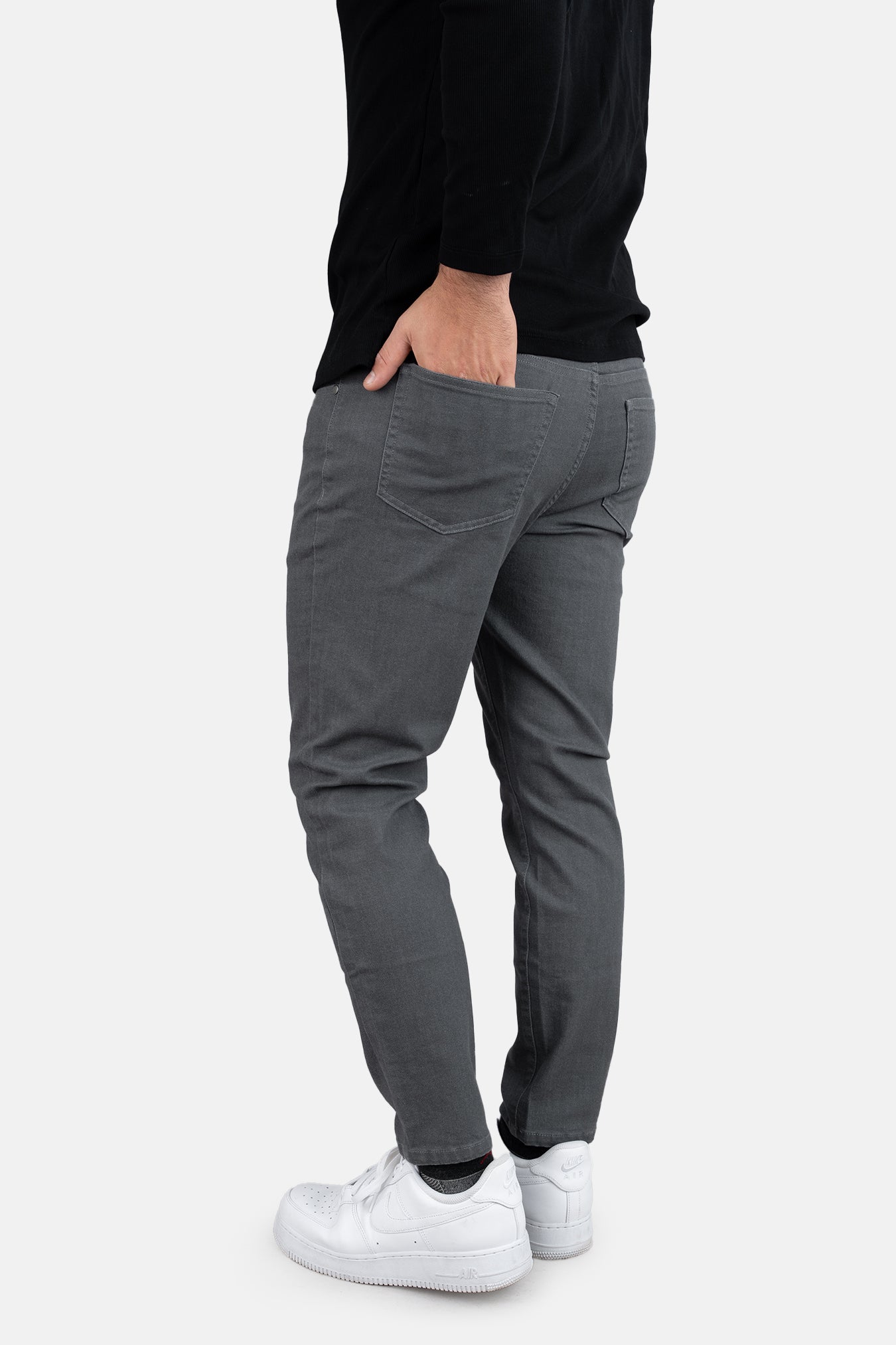 Garment Dyed Stretch Jeans Charcoal