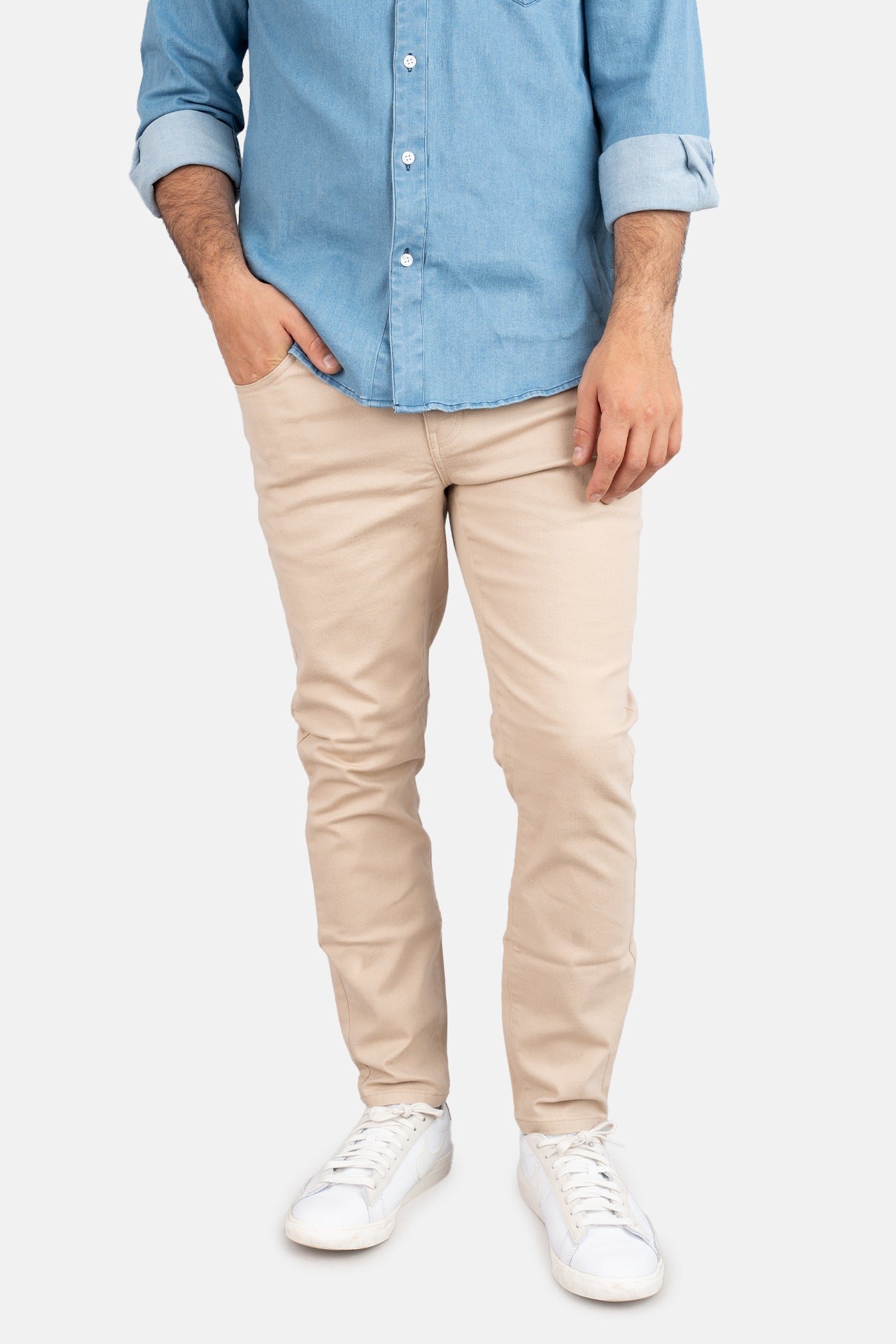 Garment Dyed Stretch Jeans Khaki