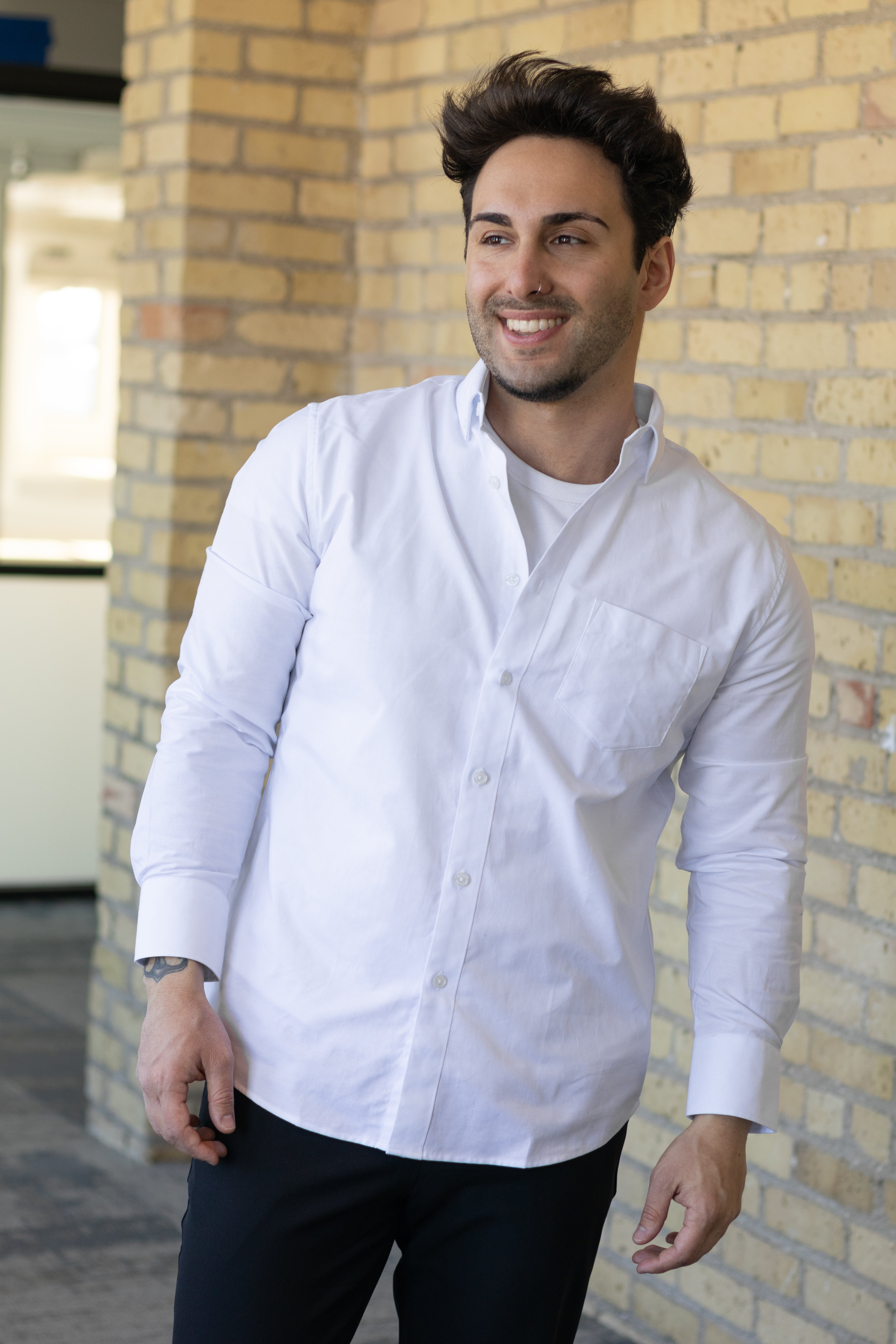 Stretch Oxford Button Down Shirt White