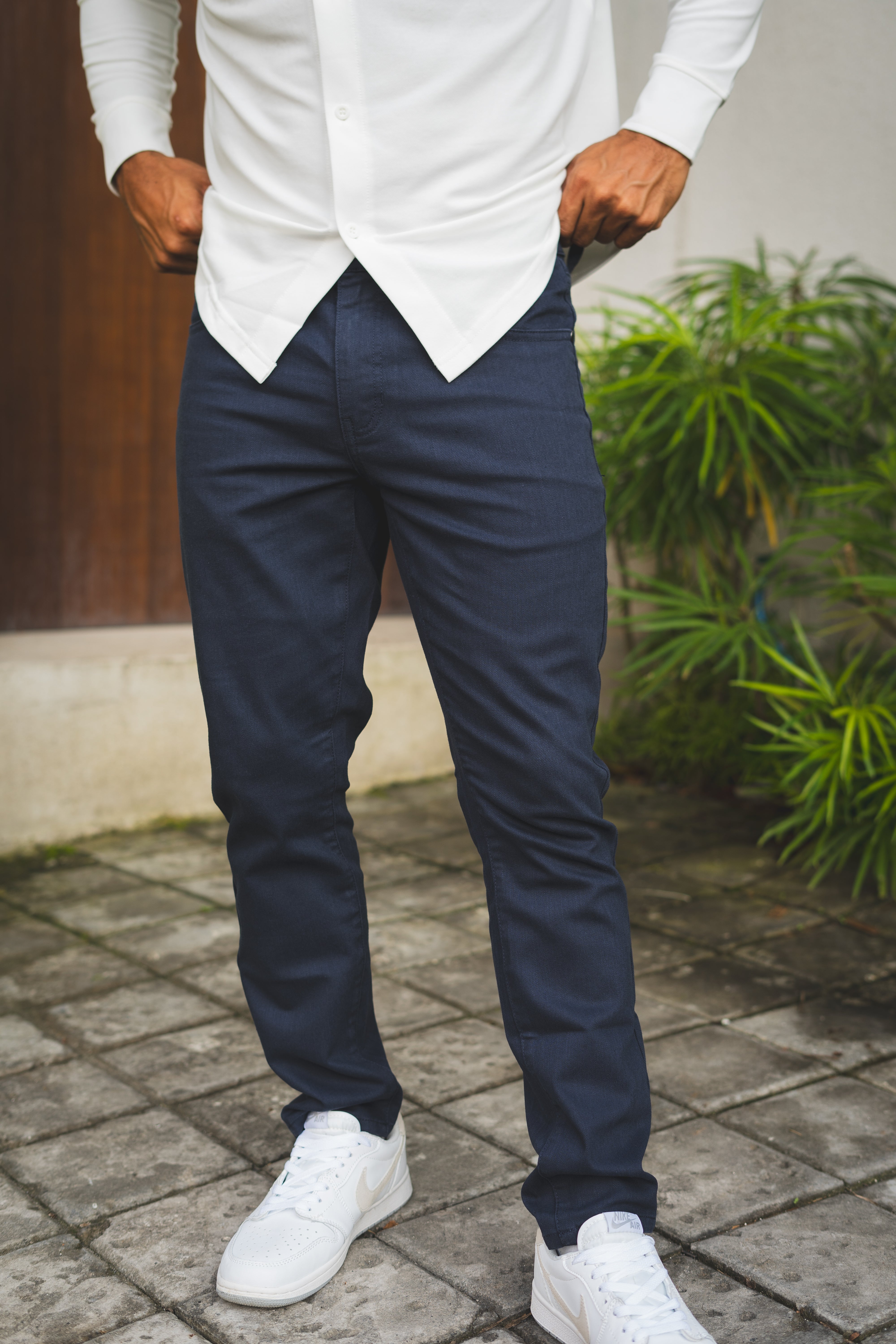 Garment Dyed Stretch Jeans Deep Sea