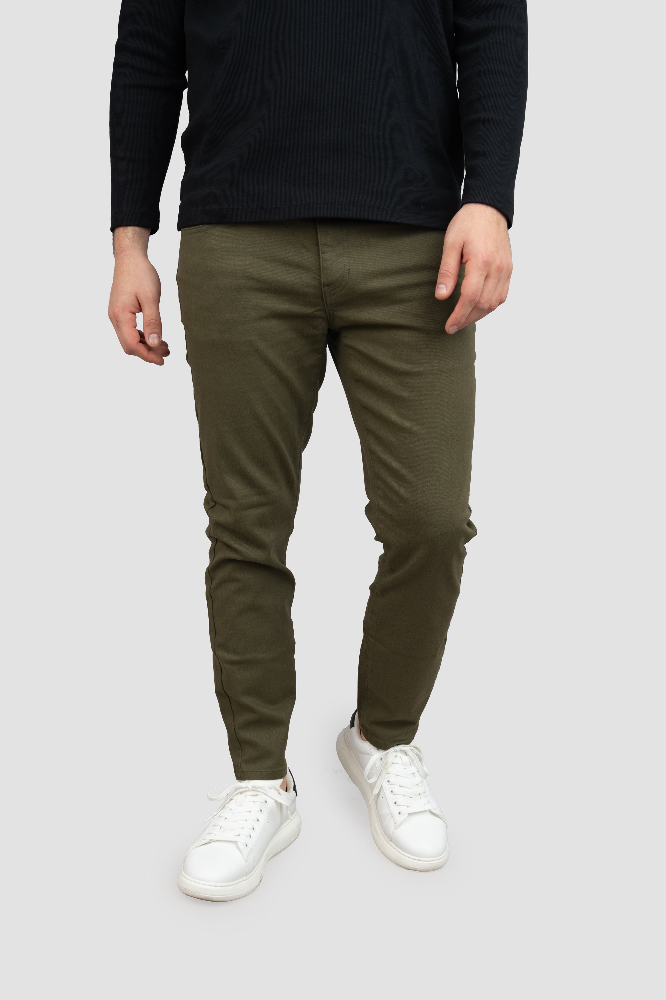 Garment Dyed Stretch Jeans Olive