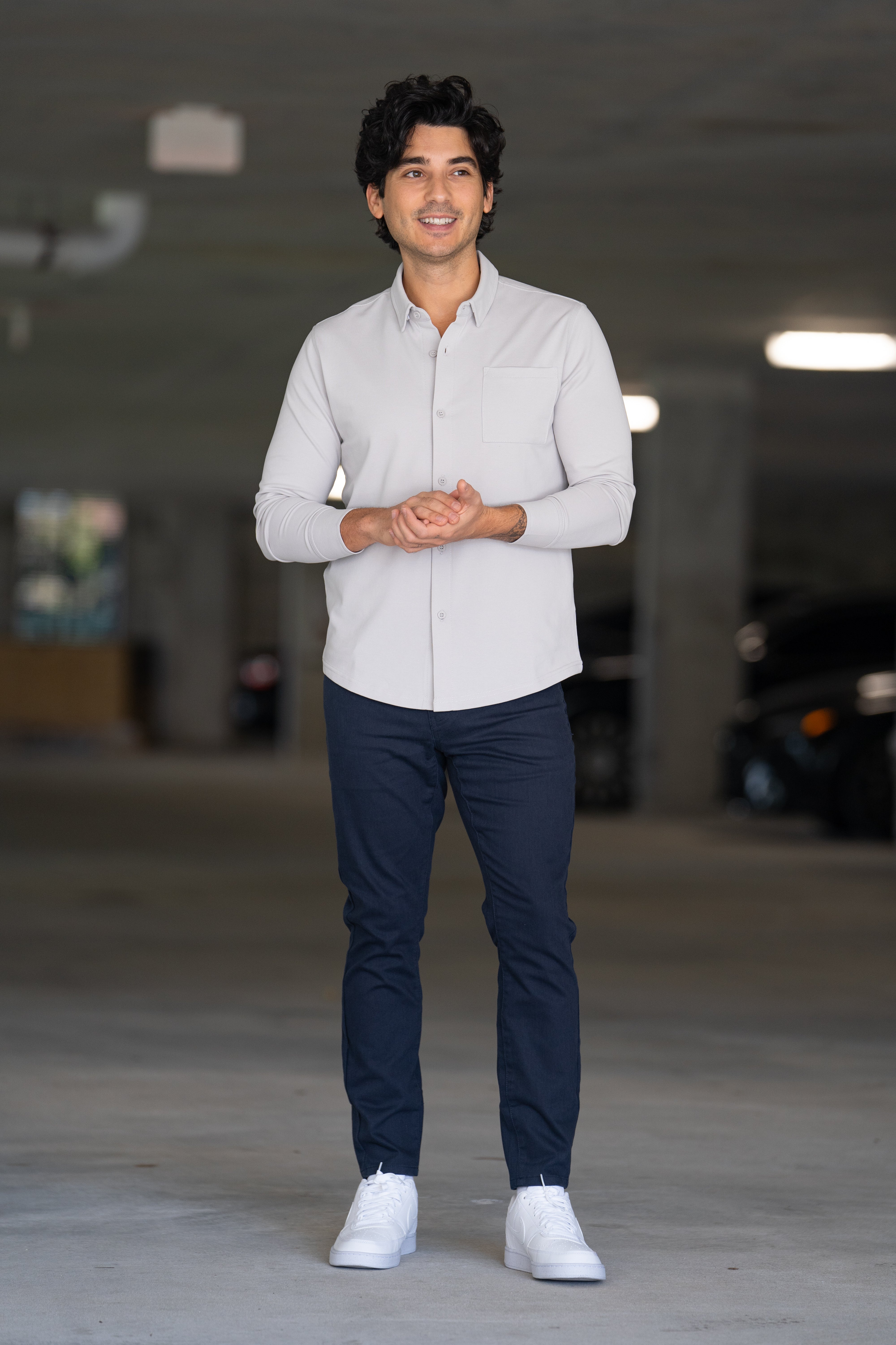 Garment Dyed Stretch Jeans Deep Sea