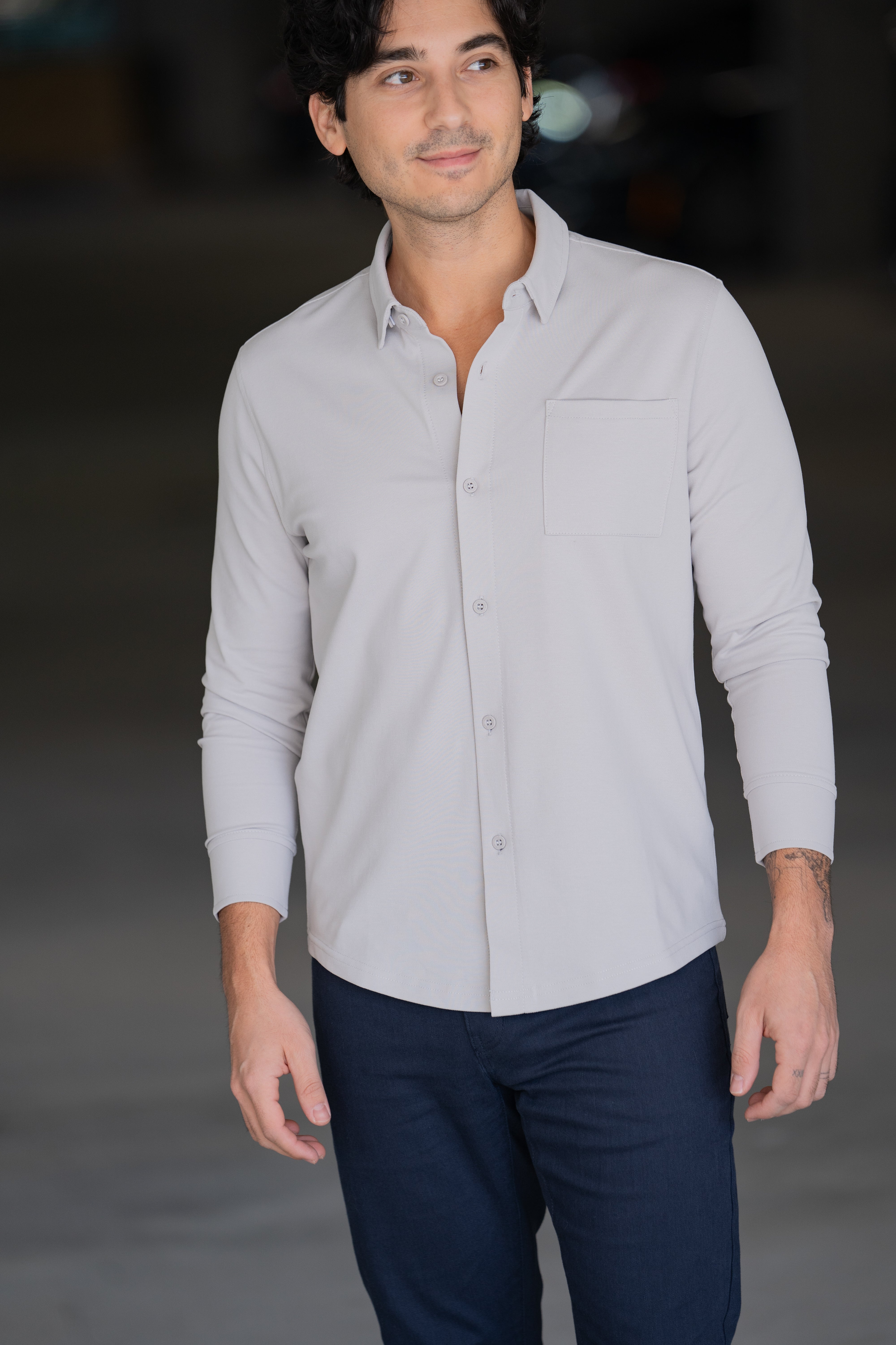 Performance Pique Button Down Shirt Mist