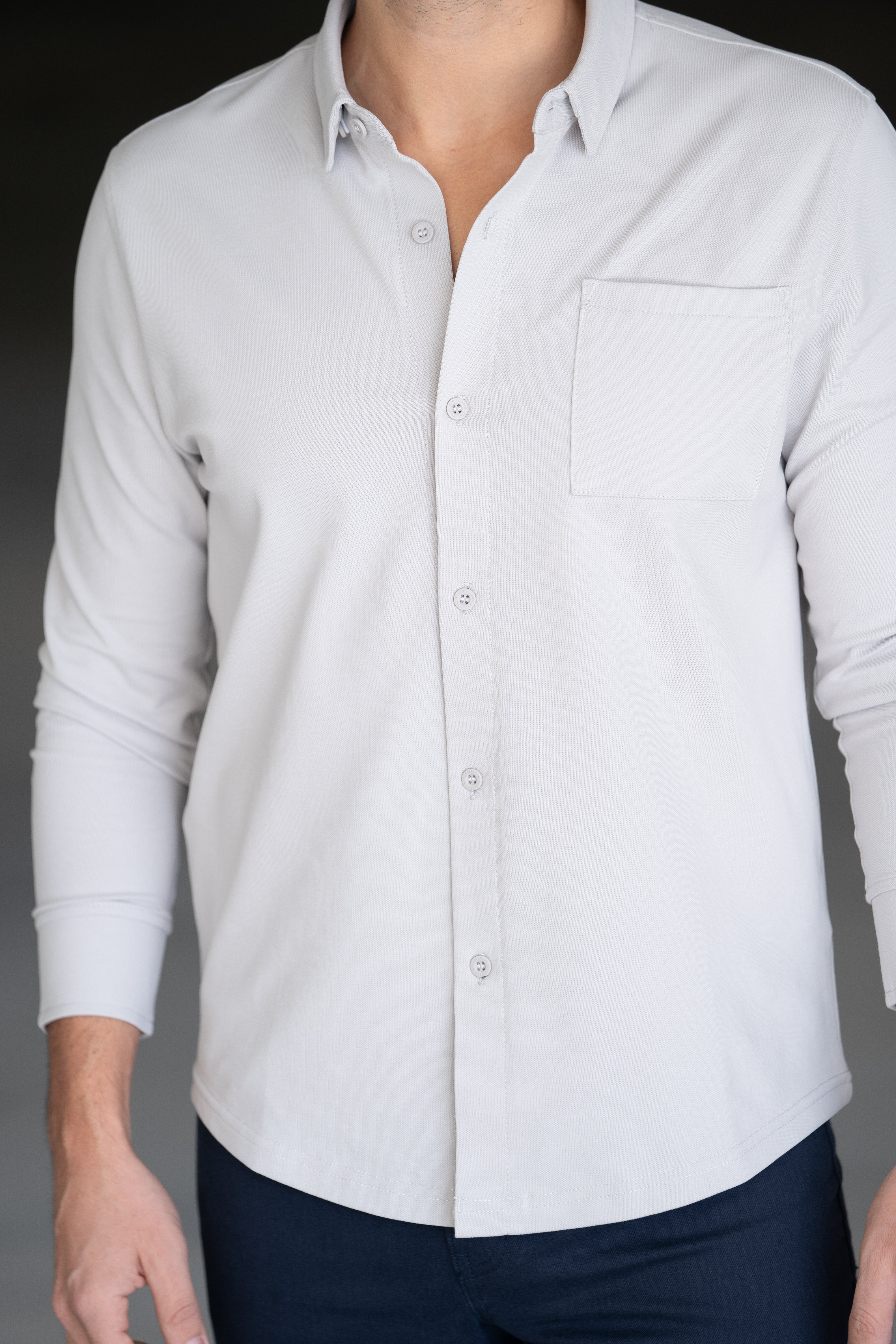 Performance Pique Button Down Shirt Mist