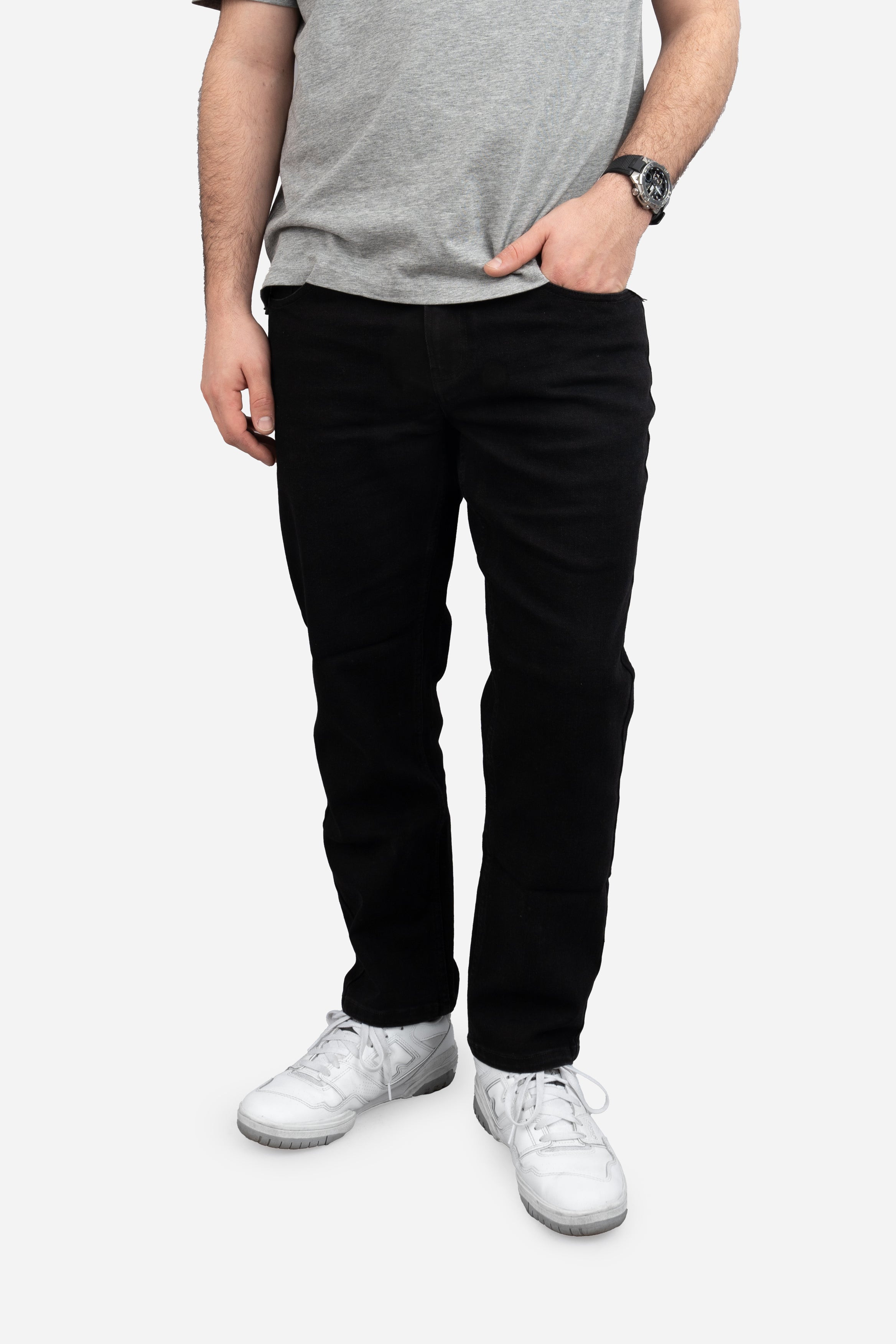 Straight Fit Stretch Jeans Black