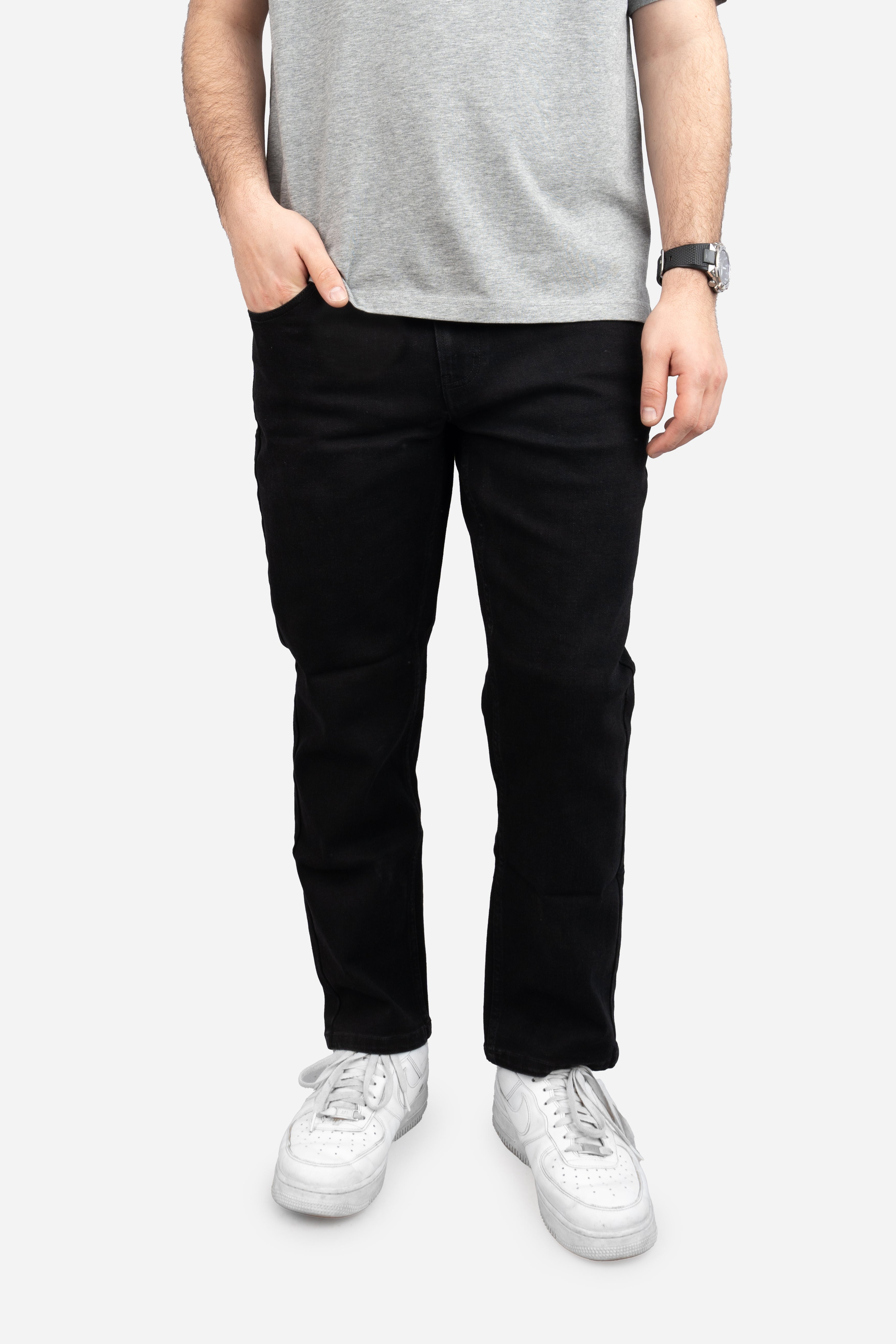 Straight Fit Stretch Jeans Black