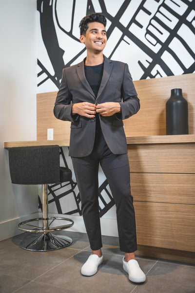 Stretch Performance Suit Jacket Charcoal Short Men s Suits 36 for Short Men and Guys Under 5 10